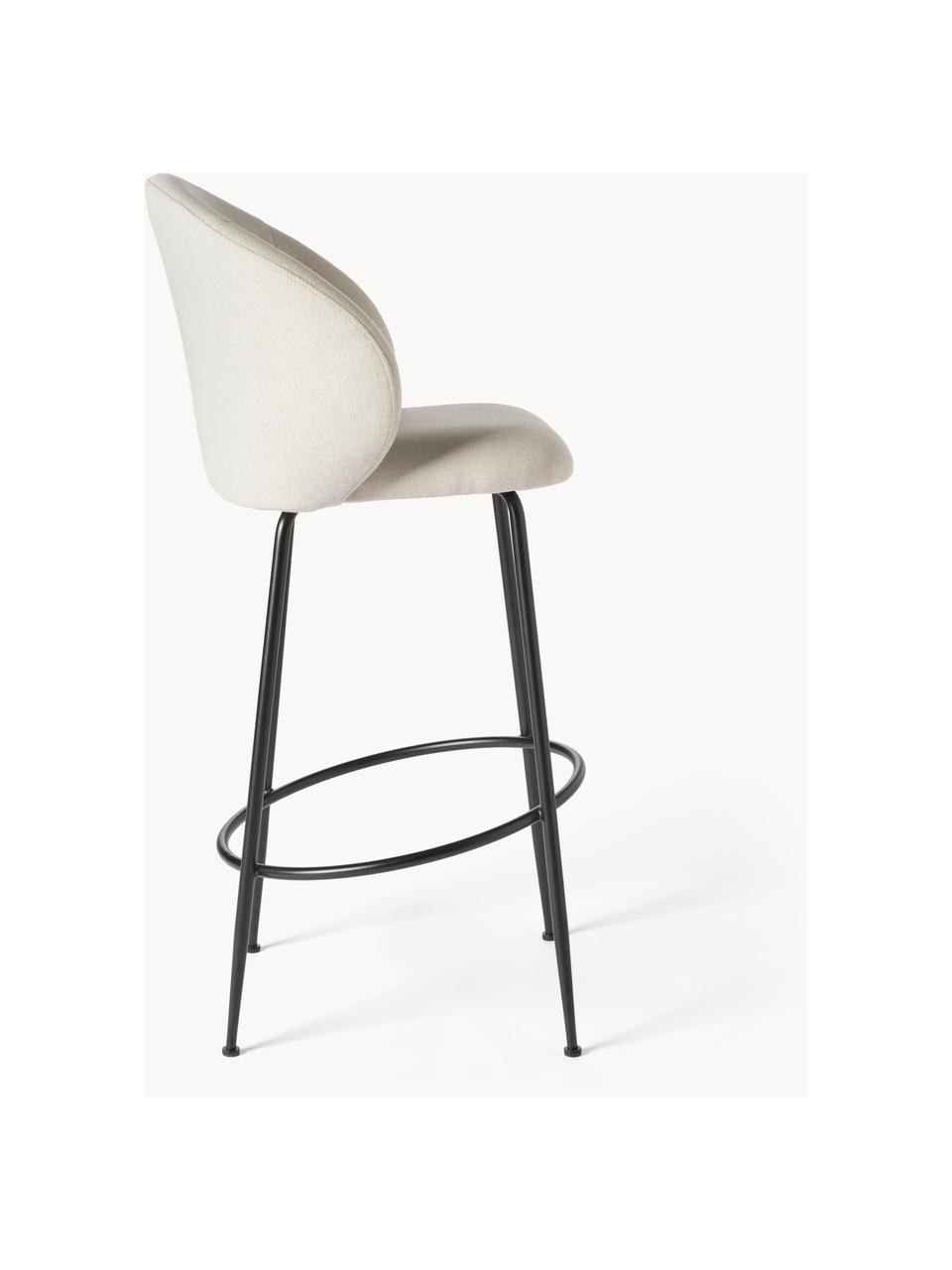 Taburete alto Luisa, Tapizado: terciopelo (100% poliéste, Asiento: madera contrachapada con , Patas: metal con pintura en polv, Tejido blanco crema, negro, An 54 x Al 108 cm