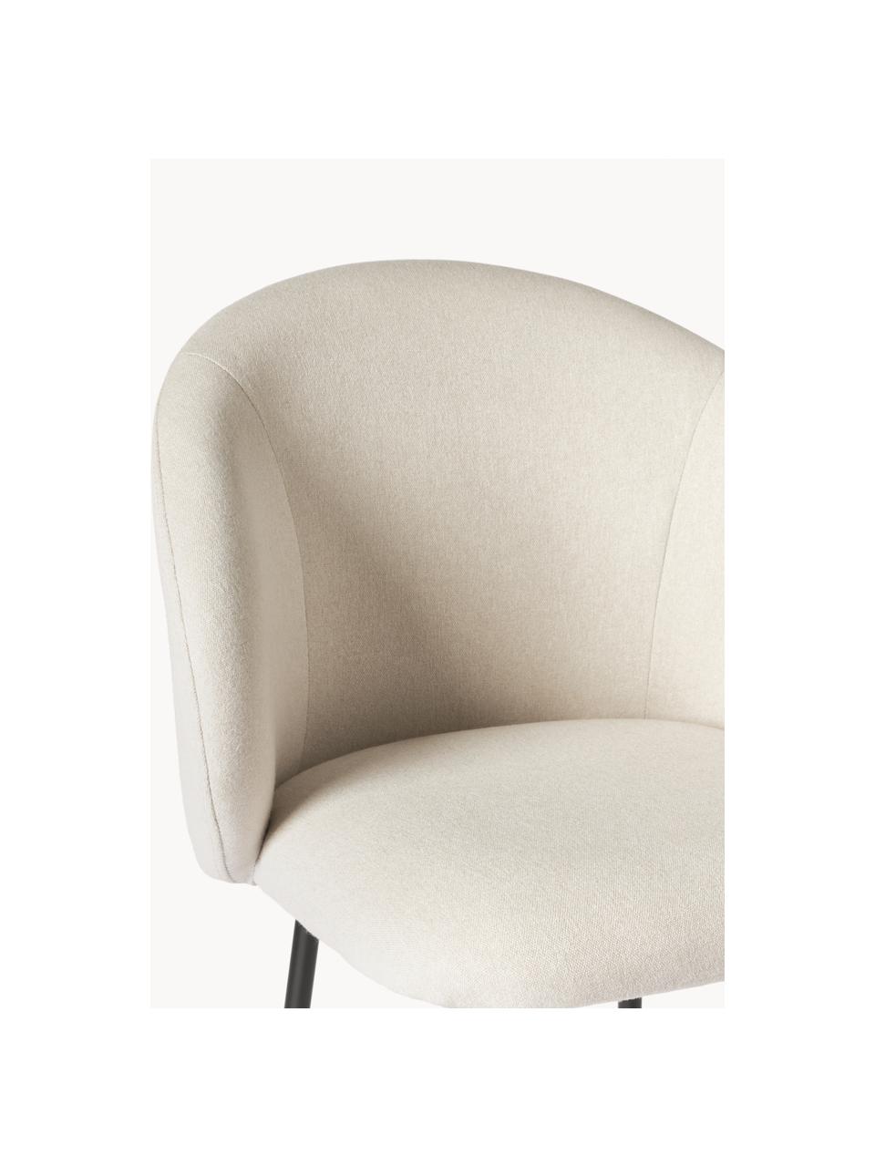 Tabouret de bar Luisa, Tissu blanc crème, cadre noir, larg. 54 x haut. 54 cm