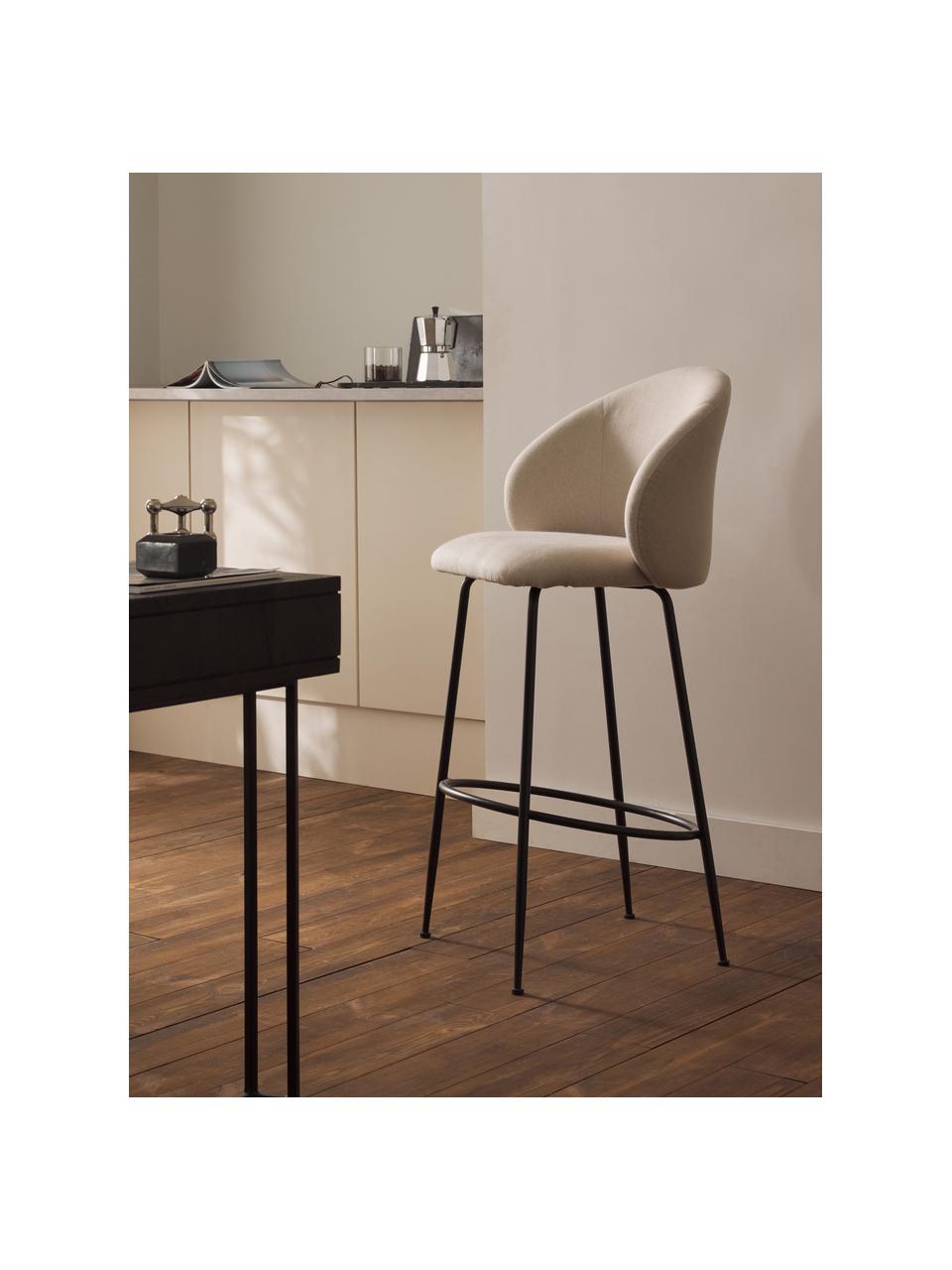 Barová židle Luisa, Krémově bílá, černá, Š 54 cm, V 108 cm