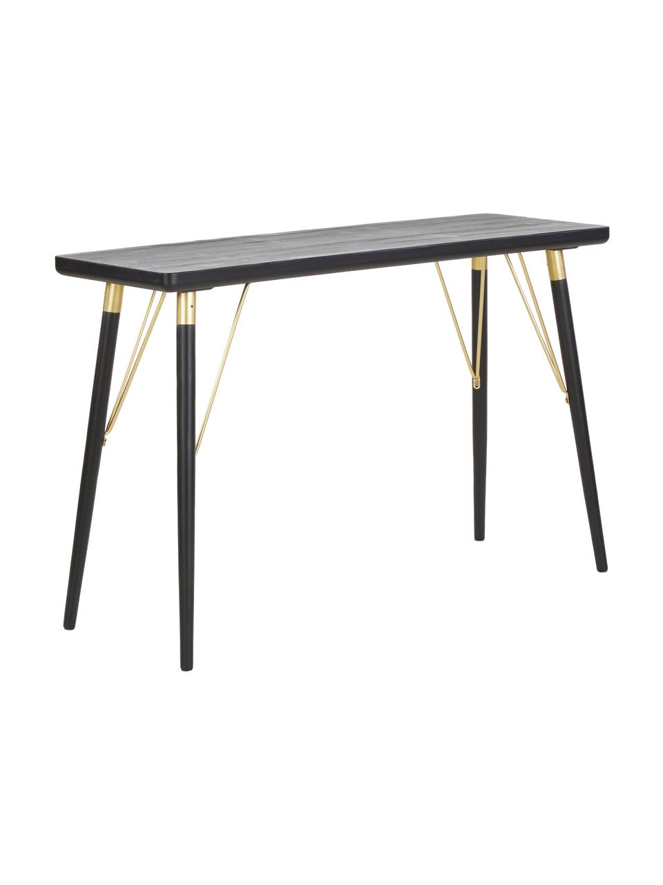 Consola de recibidor Jana, Estante: tablero de fibras de dens, Patas: metal, pintado, Negro, dorado, An 120 x F 40 cm