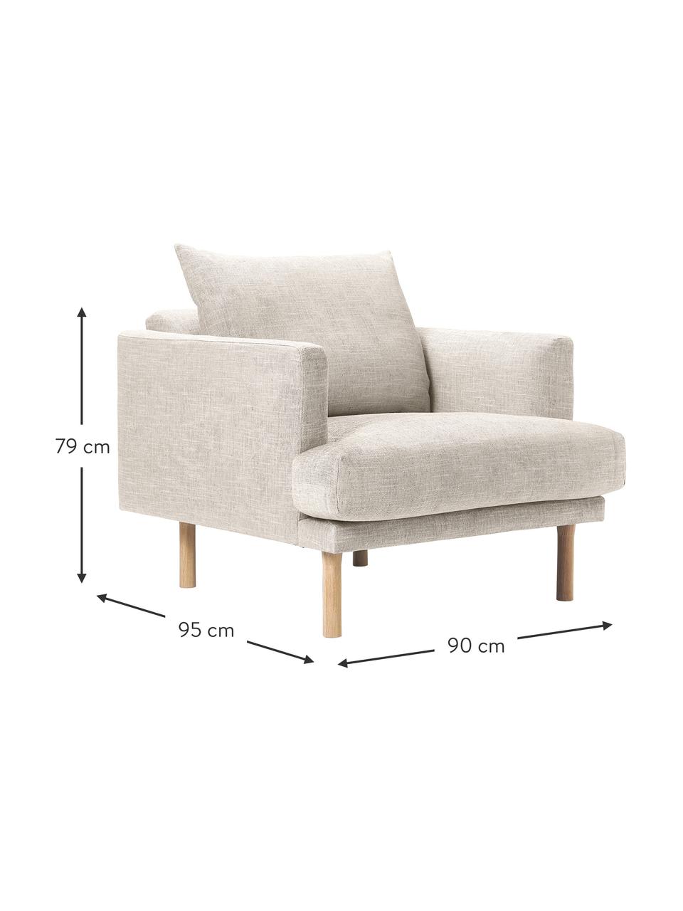 Sofa-Sessel Adrian, Bezug: 47 % Viskose, 23 % Baumwo, Gestell: Sperrholz, Füße: Eichenholz, geölt, Webstoff Beige, B 90 x H 79 cm