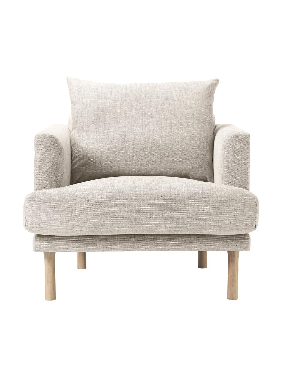 Sofa-Sessel Adrian, Bezug: 47 % Viskose, 23 % Baumwo, Gestell: Sperrholz, Füße: Eichenholz, geölt, Webstoff Beige, B 90 x H 79 cm