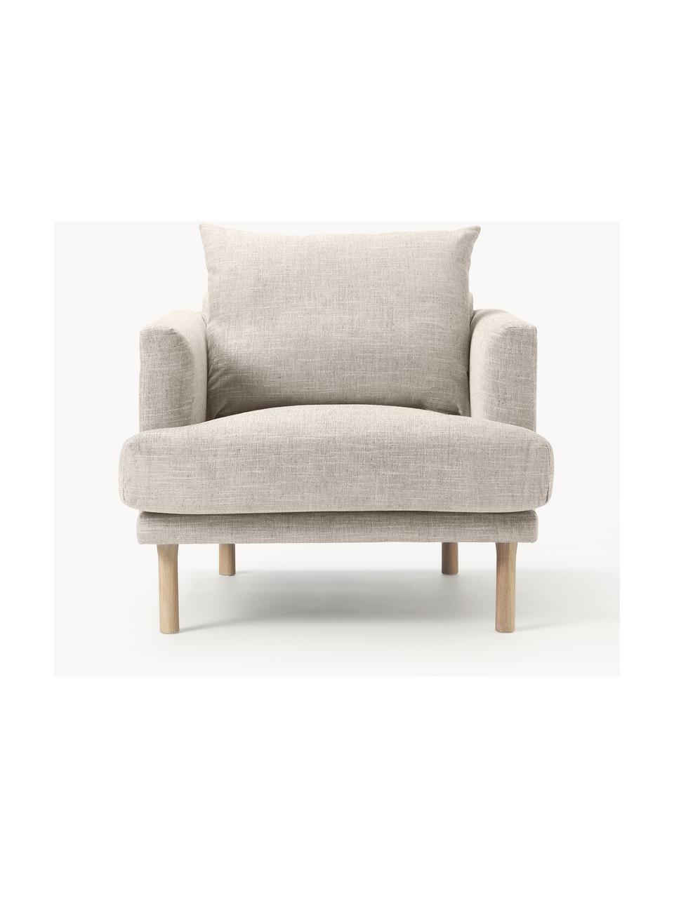 Sofa fauteuil Adrian, Bekleding: 47% viscose, 23% katoen, , Frame: multiplex, Poten: eikenhout, geolied Dit pr, Geweven stof lichtbeige, B 90 x D 95 cm