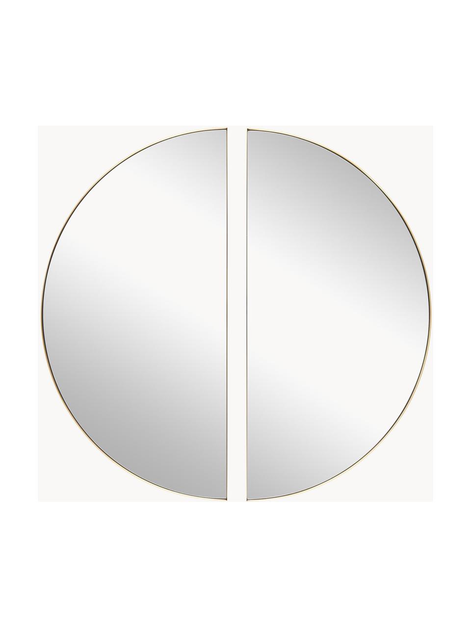 Specchi da parete Selena 2 pz, Cornice: metallo, Superficie dello specchio: lastra di vetro, Retro: pannello di fibra a media, Dorato, Ø 100 cm