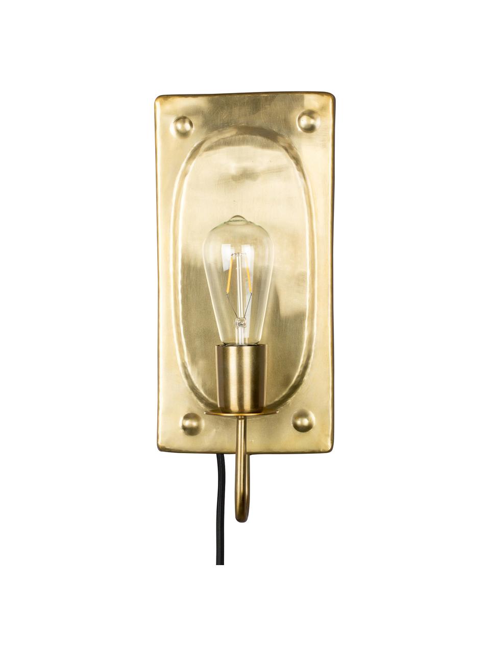 Wandlamp Brody met stekker in goudkleur, Lamp: vermessingd metaal, Messingkleurig, 16 x 38 cm