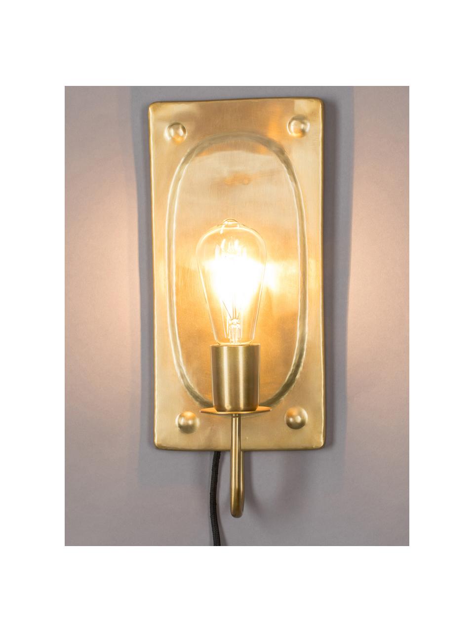Wandlamp Brody met stekker in goudkleur, Lamp: vermessingd metaal, Messingkleurig, 16 x 38 cm