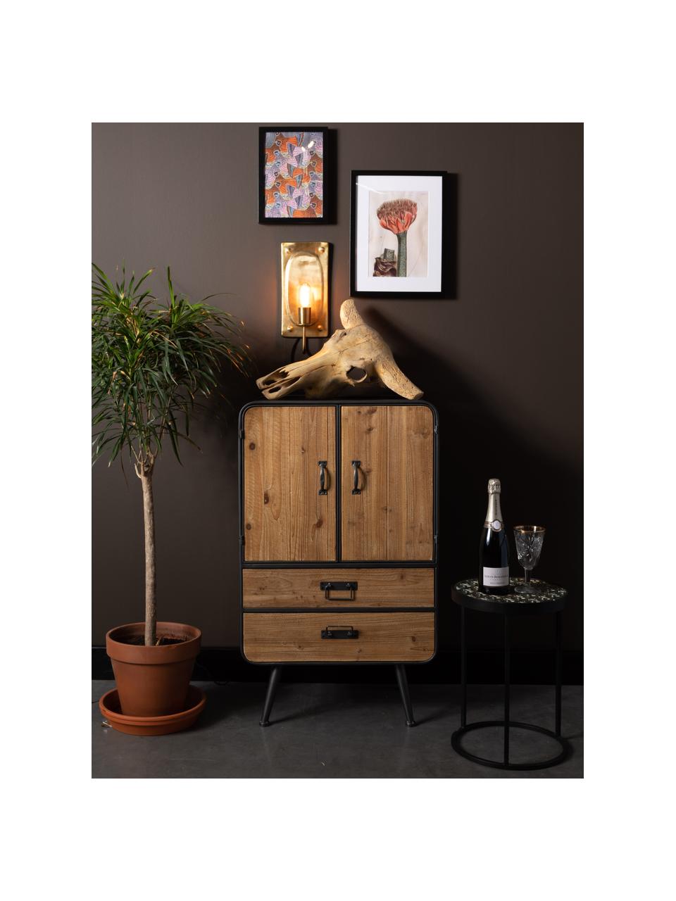 Wandlamp Brody met stekker in goudkleur, Lamp: vermessingd metaal, Messingkleurig, 16 x 38 cm