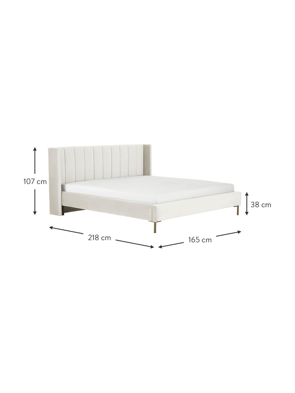 Lit matelassé en velours Dusk, Velours beige, larg. 160 x long. 200 cm