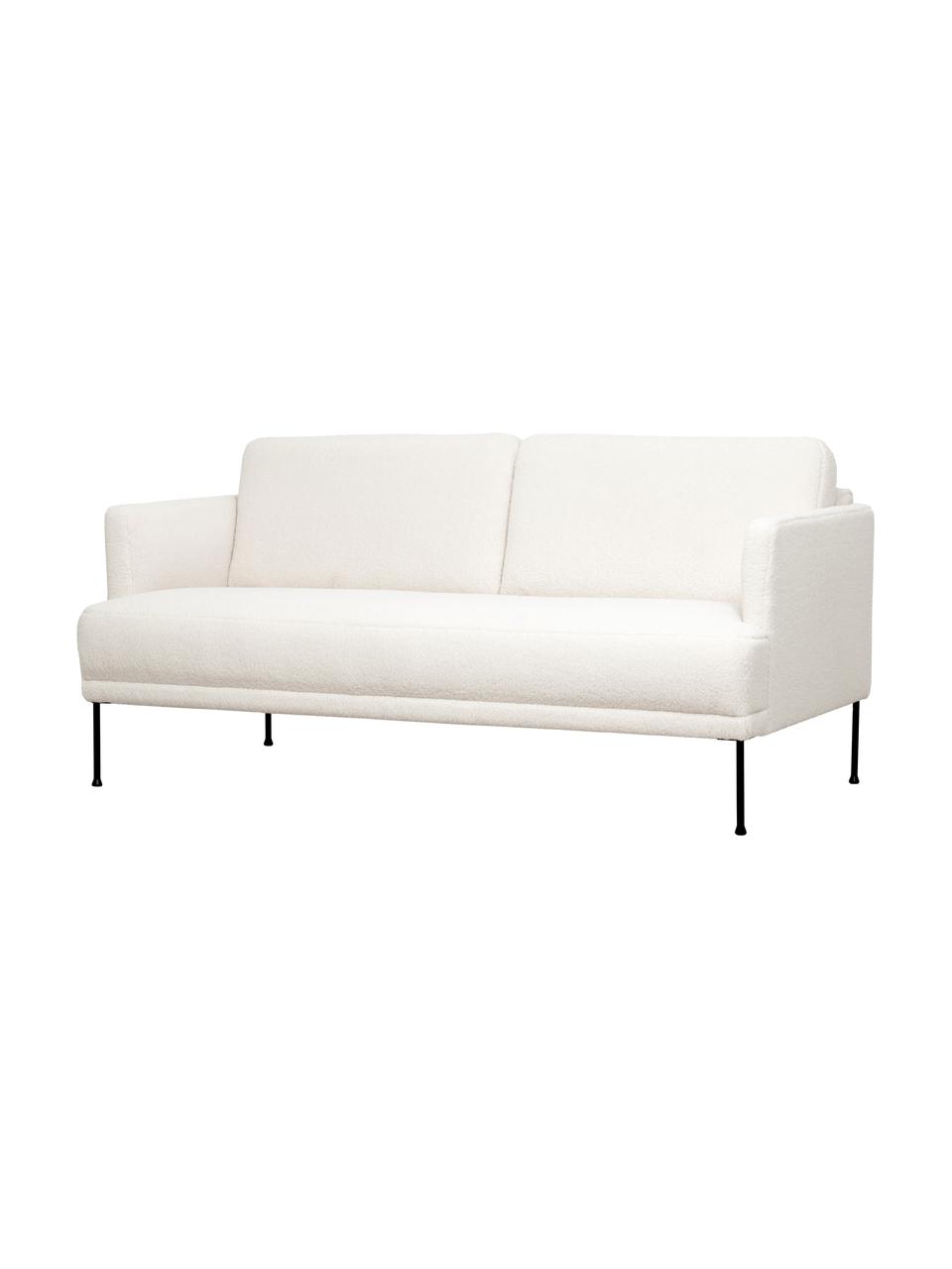 Sofa Teddy z metalowymi nogami Fluente (2-osobowa), Tapicerka: 100% poliester (Teddy) Dz, Stelaż: lite drewno sosnowe z cer, Nogi: metal malowany proszkowo, Kremowobiały Teddy, S 166 x G 85 cm