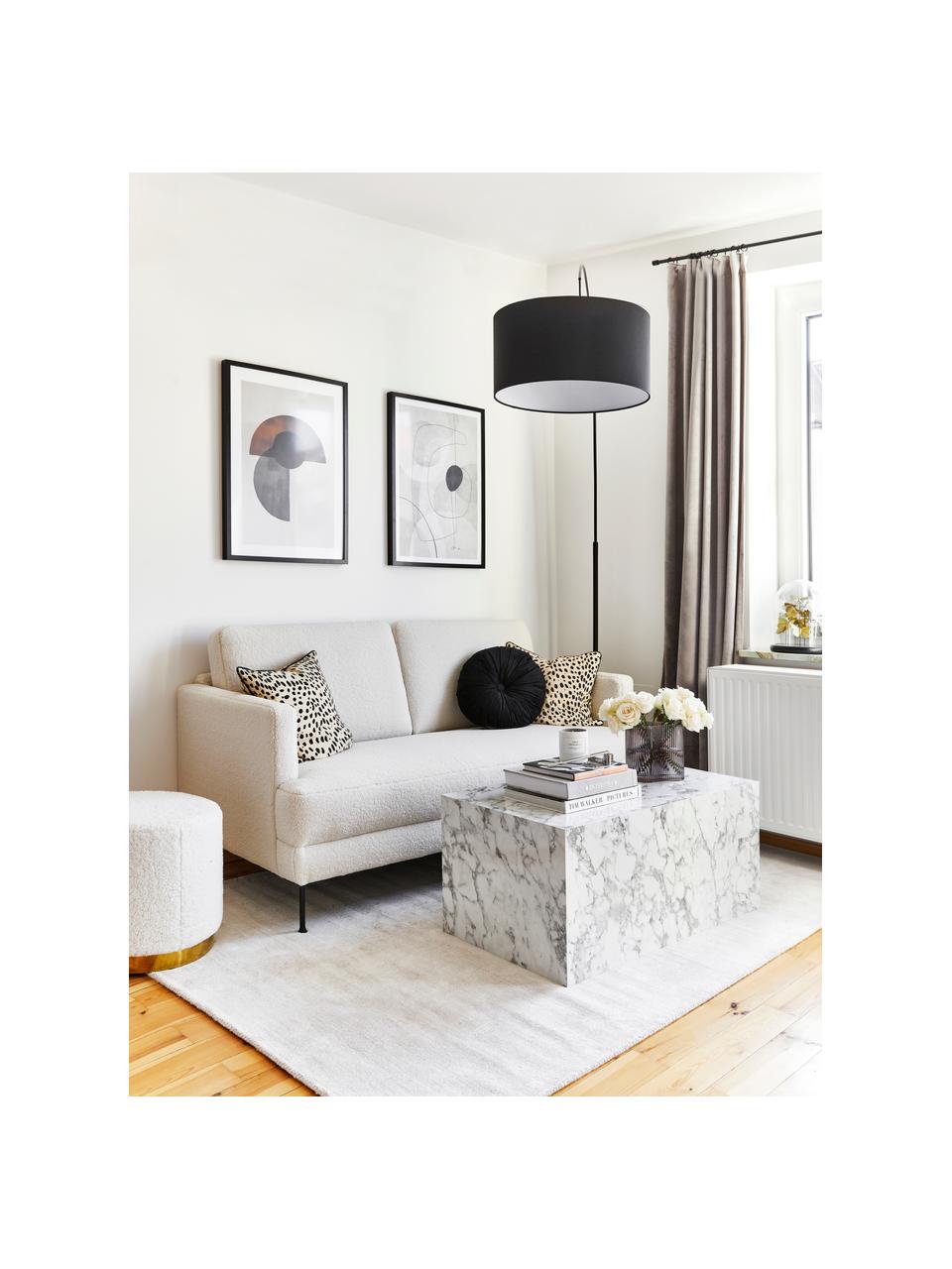 Sofa Teddy Fluente (2-osobowa), Tapicerka: 100% poliester (Teddy) Dz, Stelaż: lite drewno sosnowe z cer, Nogi: metal malowany proszkowo, Kremowobiały Teddy, S 166 x G 85 cm