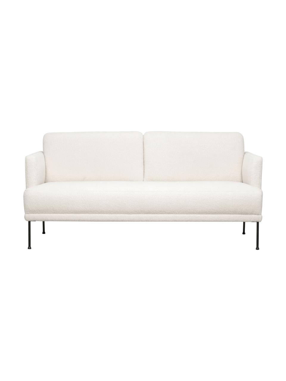 Divano 2 posti in teddy con piedini in metallo Fluente, Rivestimento: 100% poliestere (teddy) I, Struttura: legno di pino massiccio, Piedini: metallo verniciato a polv, Teddy bianco crema, Larg. 166 x Prof. 85 cm
