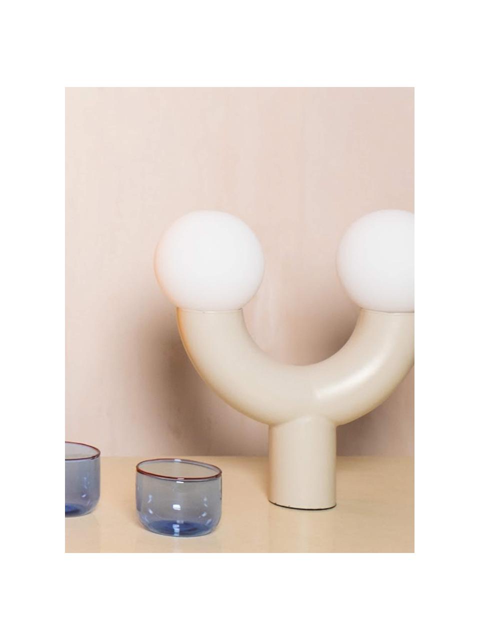 Lámpara de mesa de diseño Tube, Estructura: metal recubierto, Cable: plástico, Blanco, beige, An 27 x Al 28 cm
