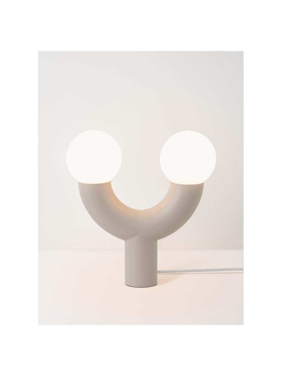 Designová stolní lampa tuba, Bílá, béžová, Š 27 cm, V 28 cm