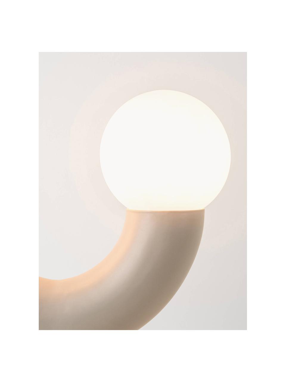 Design Tischlampe Tube, Weiß, Beige, B 27 x H 28 cm