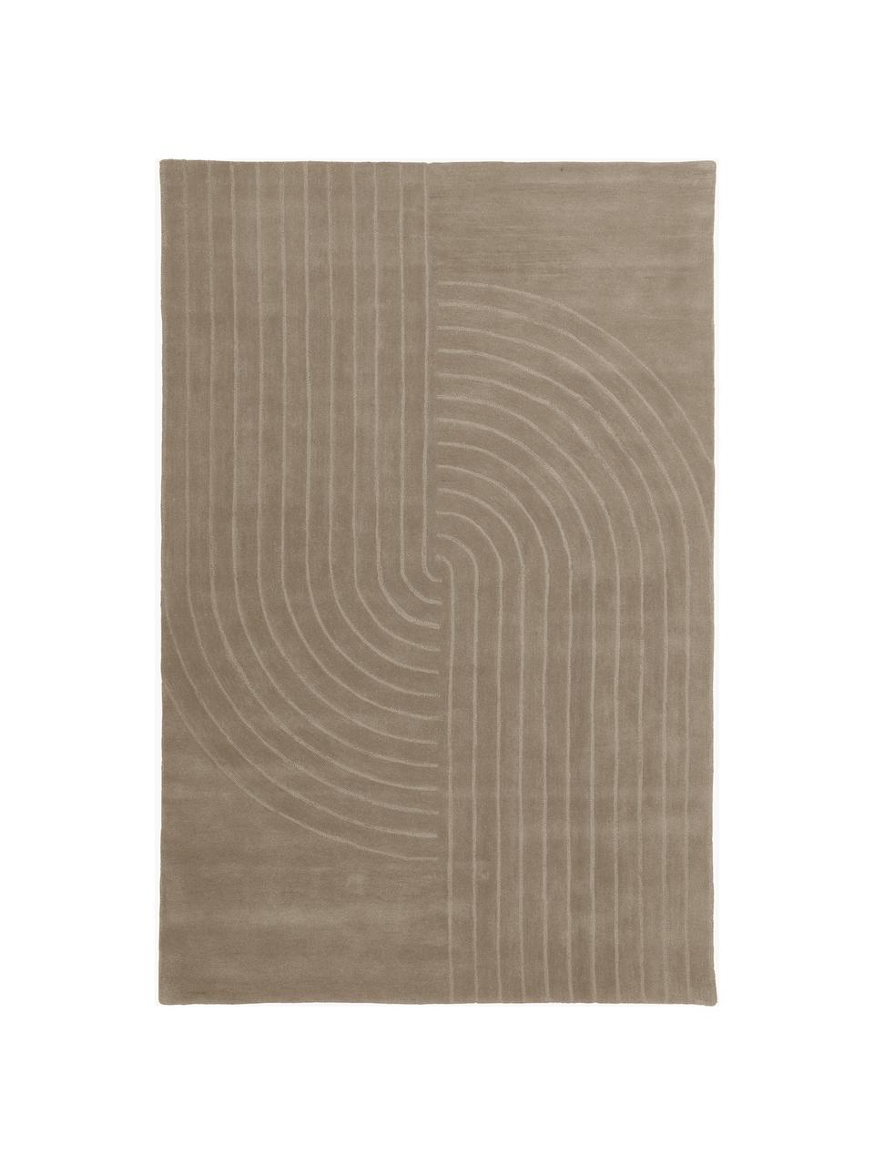 Tapis laine taupe tufté main Mason, Taupe, larg. 200 x long. 300 cm (taille L)