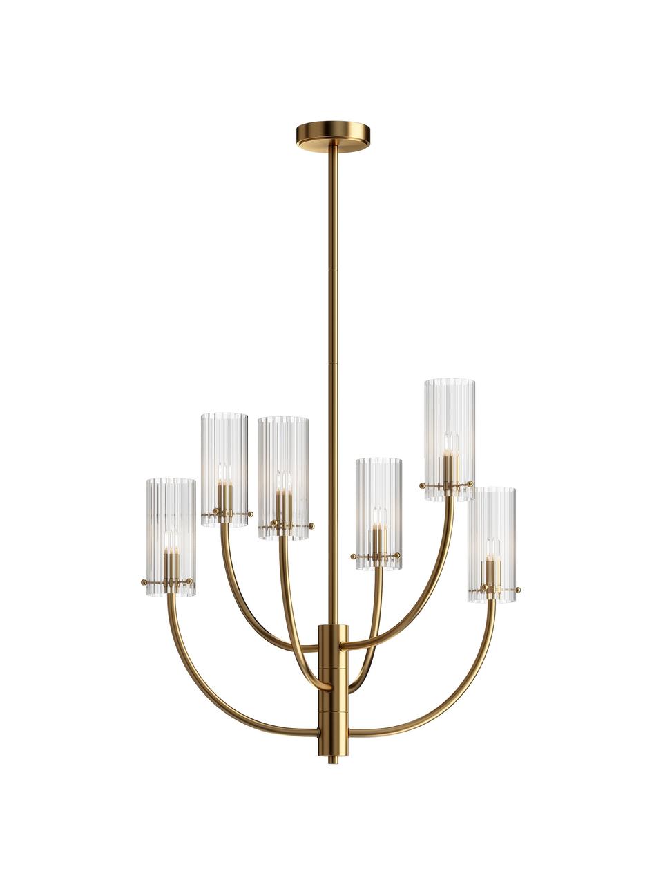 Grande suspension Arco, Couleur dorée, transparent, Ø 61 x haut. 67 cm
