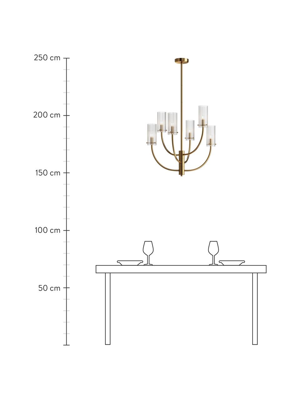 Grande suspension Arco, Couleur dorée, transparent, Ø 61 x haut. 67 cm