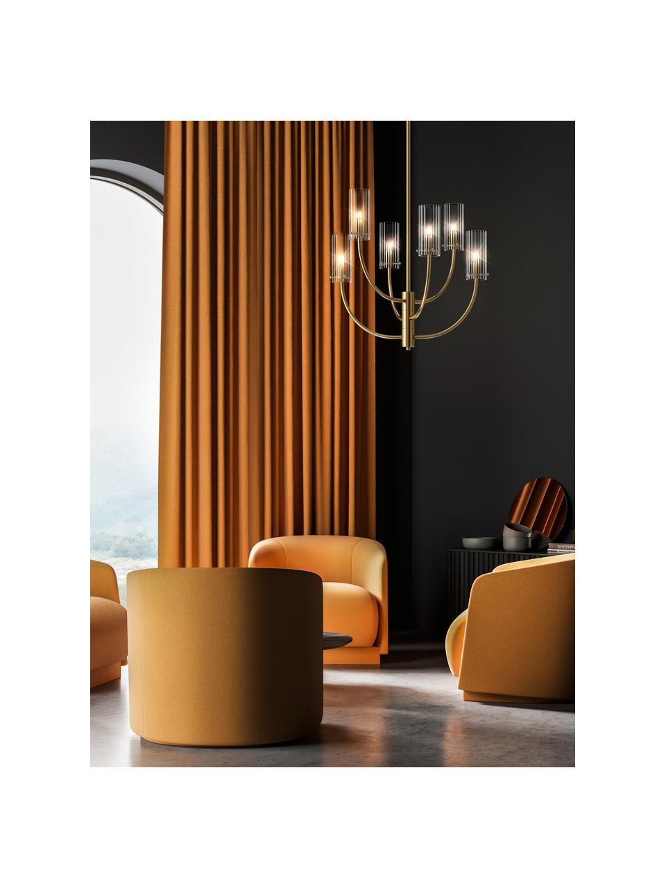 Lámpara de techo grande Arco, Pantalla: vidrio, Estructura: metal, Dorado, transparente, Ø 61 x Al 67 cm