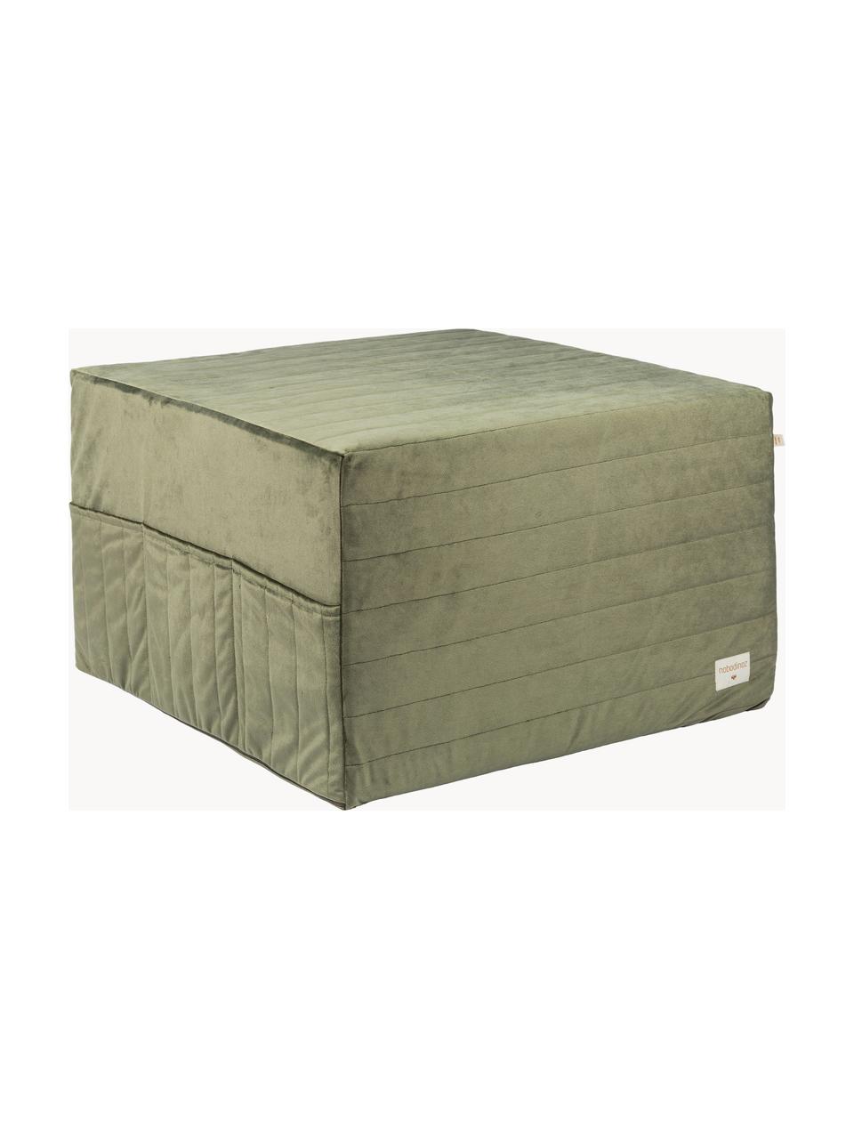 Matelas en velours Sleepover, Vert olive, larg. 60 x long. 180 cm