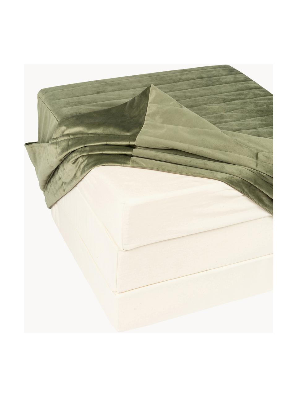 Matelas en velours Sleepover, Vert olive, larg. 60 x long. 180 cm