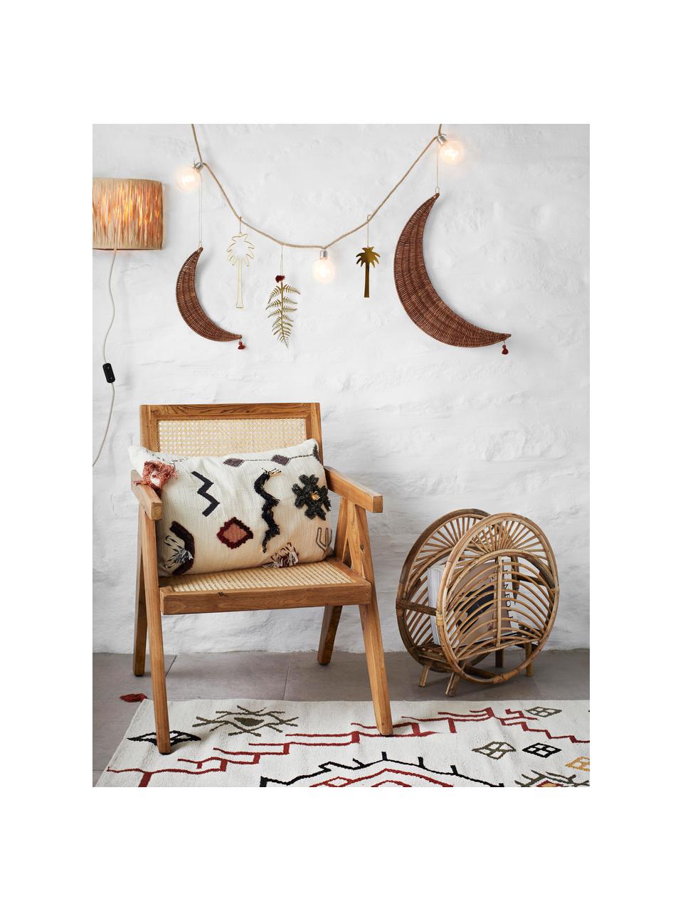 Boho-Zeitschriftenhalter Lou, Rattan, Helles Holz, B 49 x H 49 cm