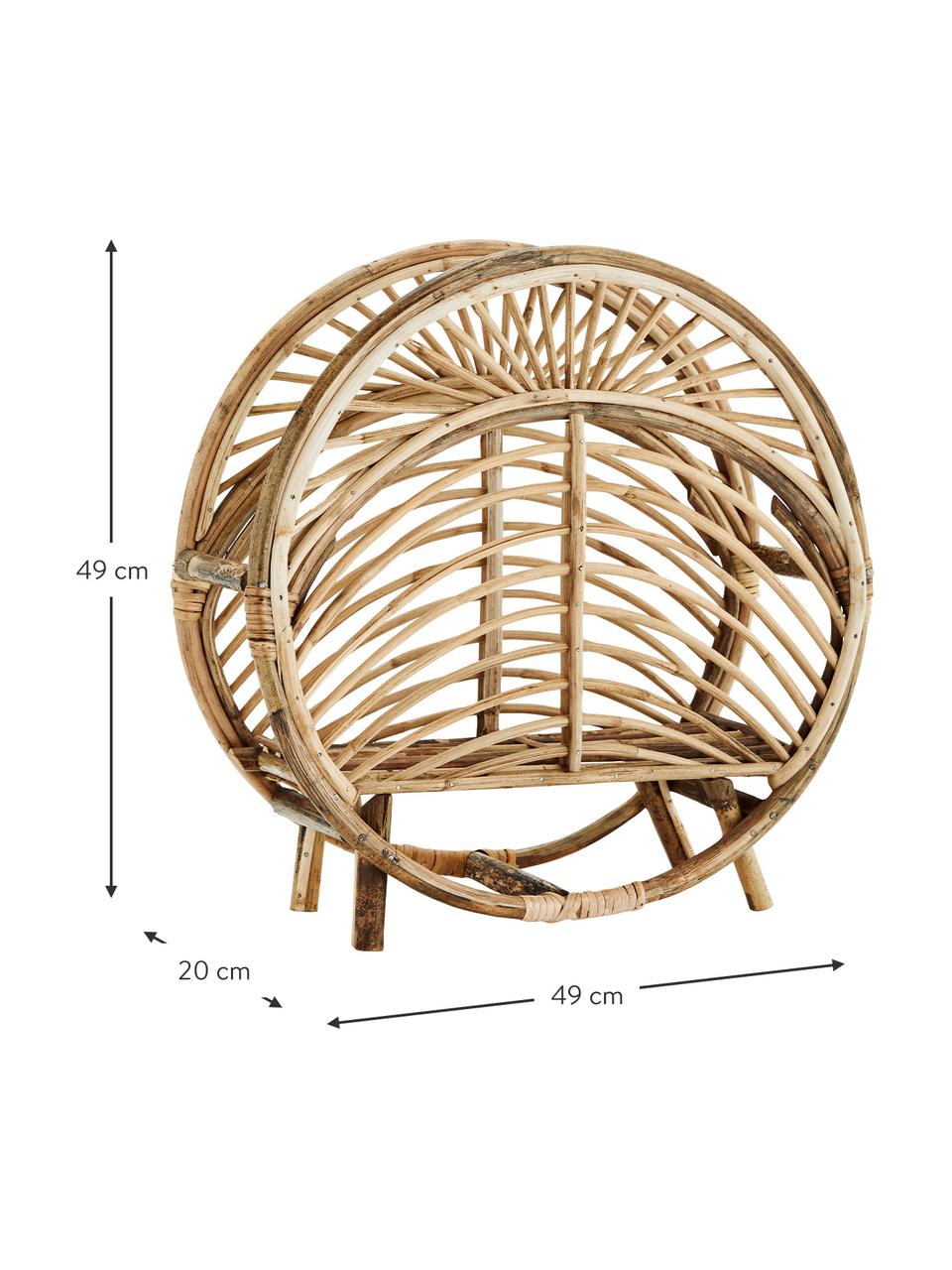 Boho-Zeitschriftenhalter Lou, Rattan, Helles Holz, B 49 x H 49 cm