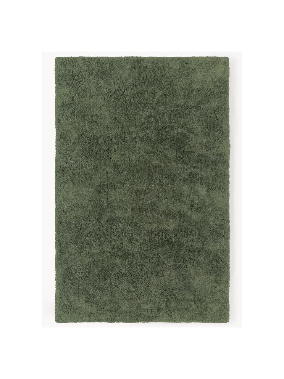 Tapis moelleux à poils longs Leighton, Vert foncé, larg. 120 x long. 180 cm (taille S)