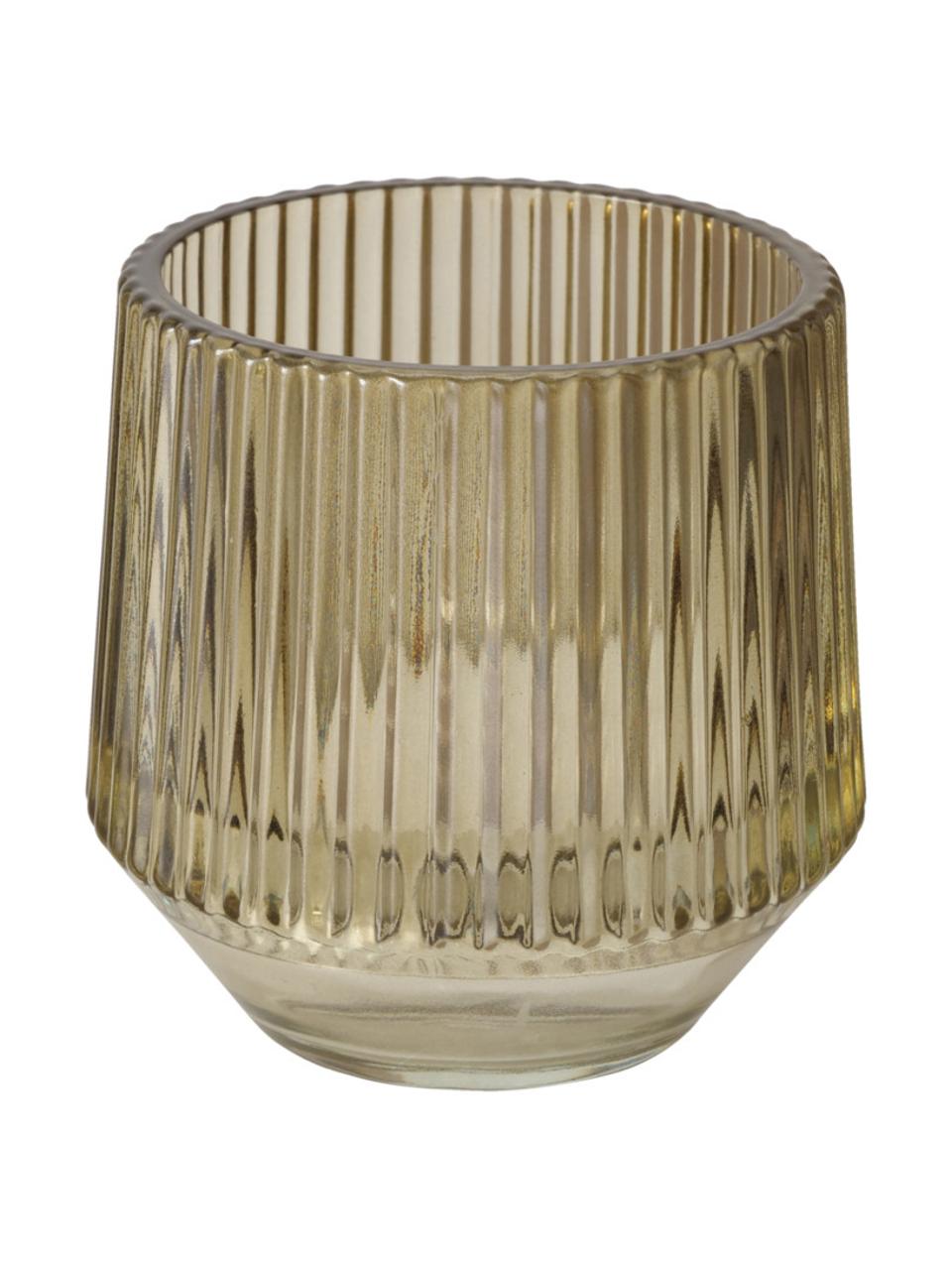 Glazen windlichten Tiago met groefreliëf, set van 3, Glas, Beigetinten, Ø 8 x H 8 cm