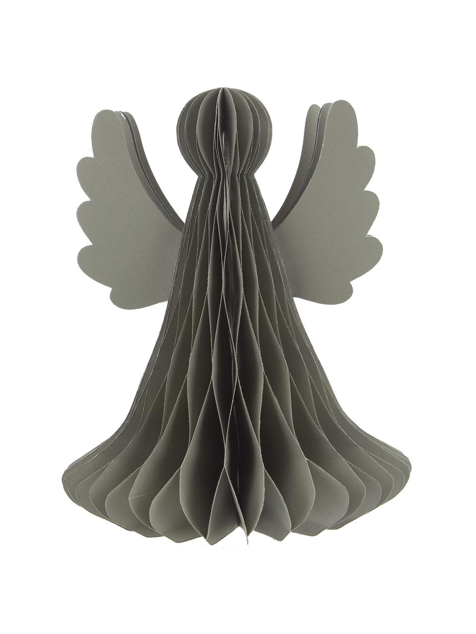Decoratief object Angel in grijs, Papier, Grijs, Ø 21 x H 27 cm