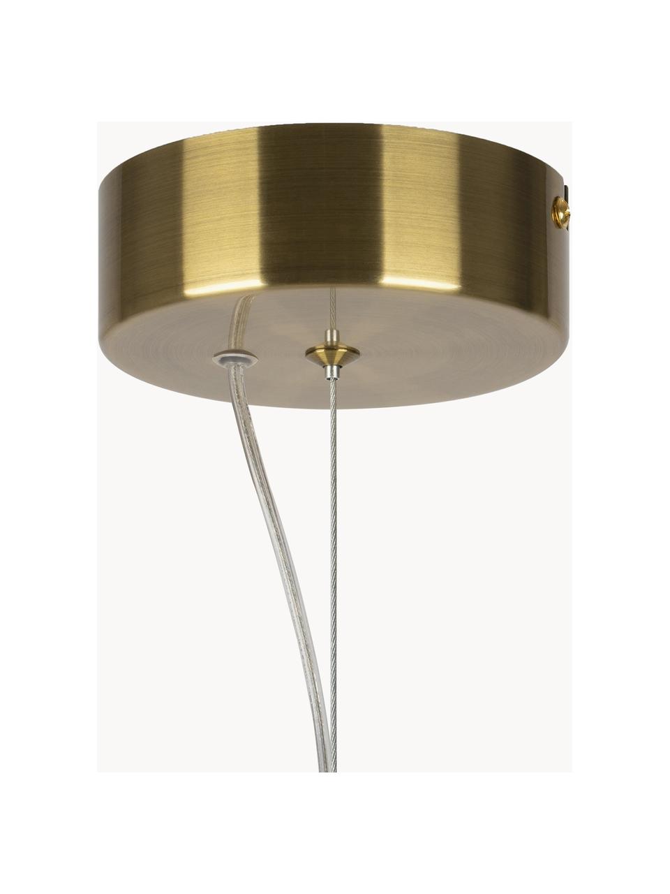 Mundgeblasene kleine LED-Pendelleuchte Collar, Weiss, Transparent, Goldfarben, Ø 15 x H 48 cm