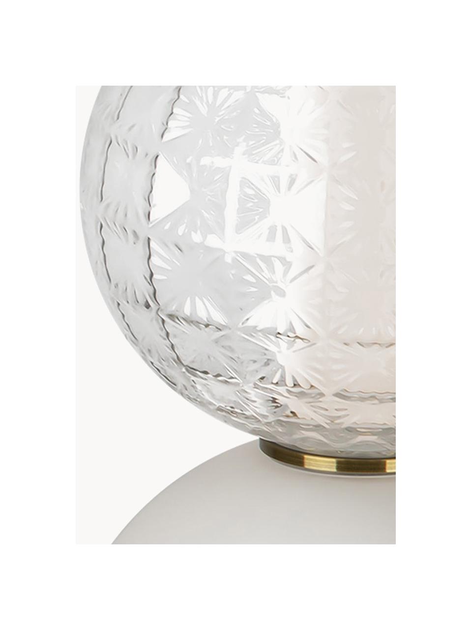Ručně foukané malá závěsné LED svítidlo Collar, Bílá, transparentní, zlatá, Ø 15 cm, V 48 cm