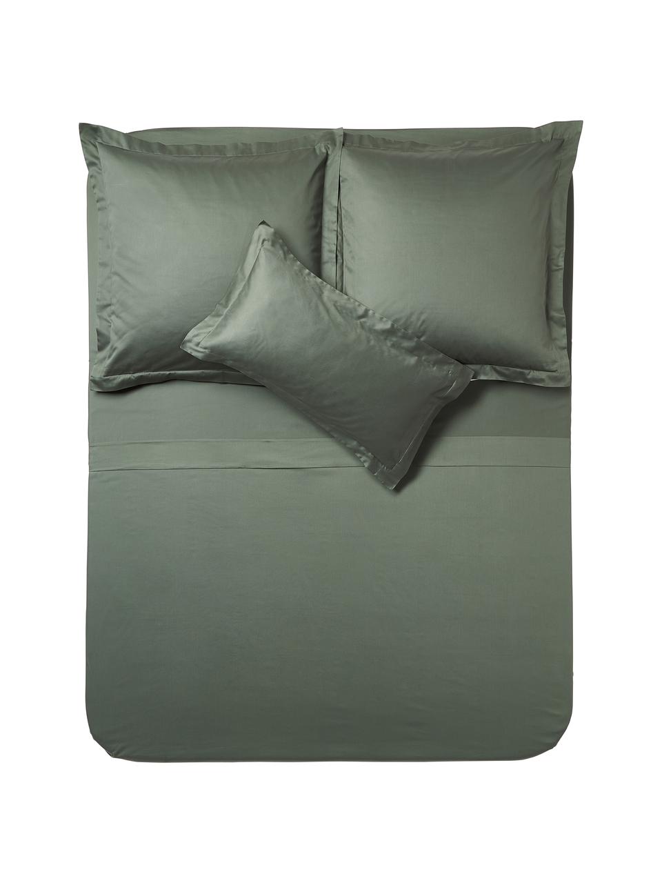 Lenzuola in raso di cotone Premium, Verde, Larg. 180 x Lung. 280 cm