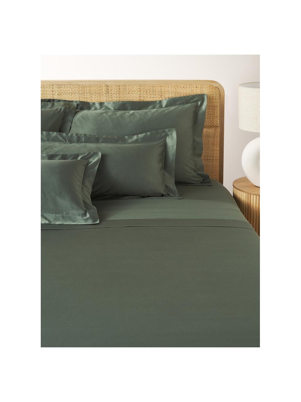 Baumwollsatin-Bettlaken Premium, Webart: Satin Fadendichte 400 TC,, Dunkelgrün, B 240 x L 280 cm