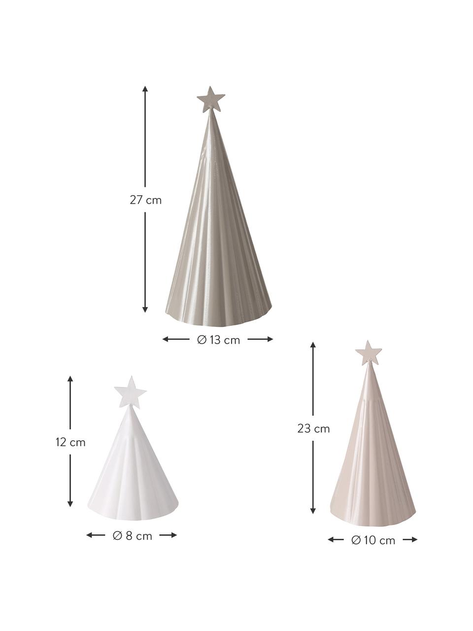 Deko-Weihnachtsbäume-Set Vassi, 3-tlg., Metall, pulverbeschichtet, Beige, Hellrosa, Weiß, Set mit verschiedenen Größen