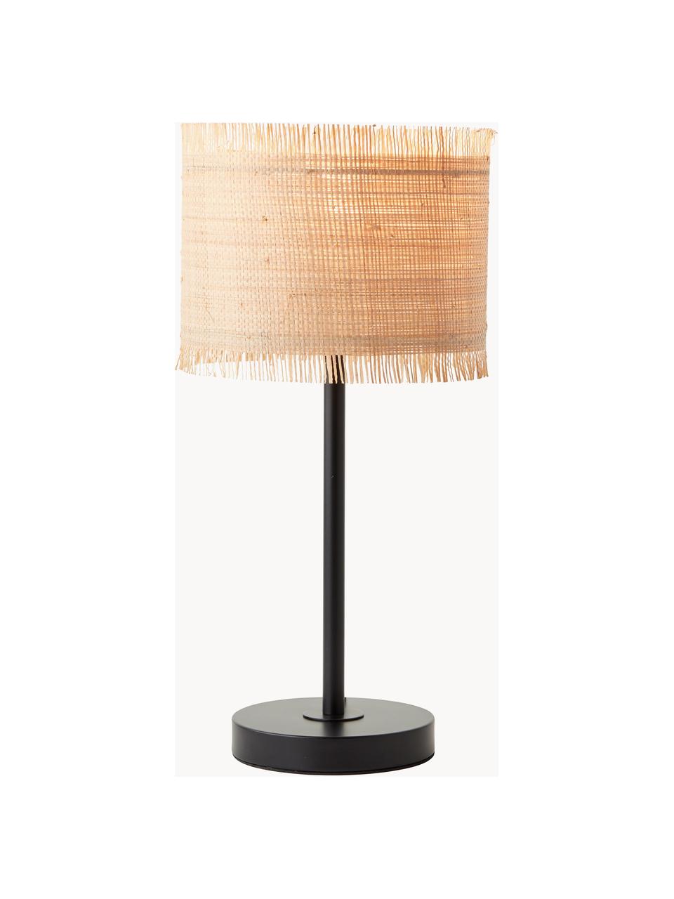 Tafellamp Raffy van zeegras, Lampenkap: zeegras, Lichtbeige, zwart, Ø 22 x H 46 cm
