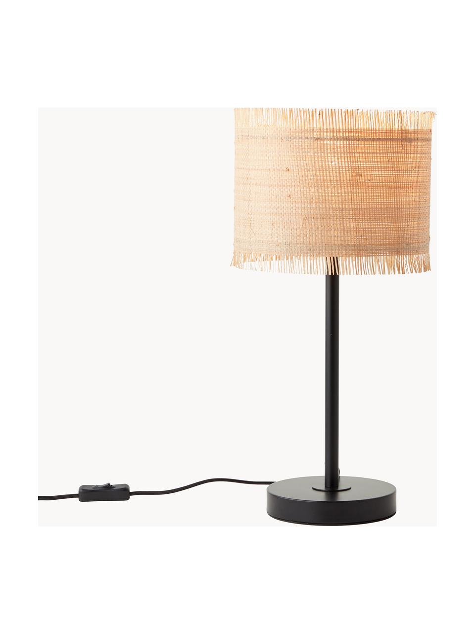 Stolová lampa z morskej trávy Raffy, Svetlobéžová, čierna, Ø 22 x V 46 cm