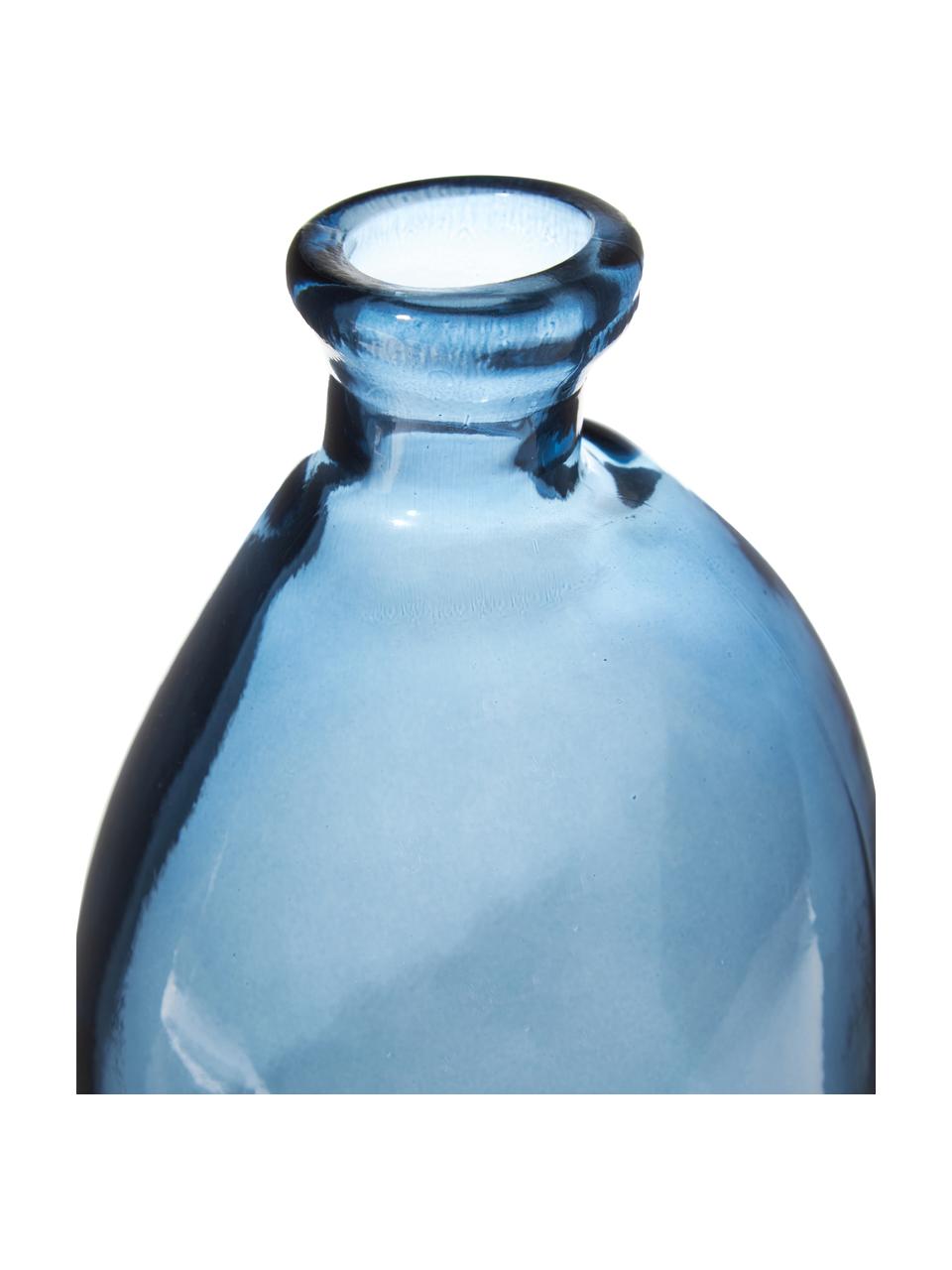Flessenvaas Dina in blauw, Gerecycled glas, GRS-gecertificeerd, Blauw, Ø 13 x H 35 cm