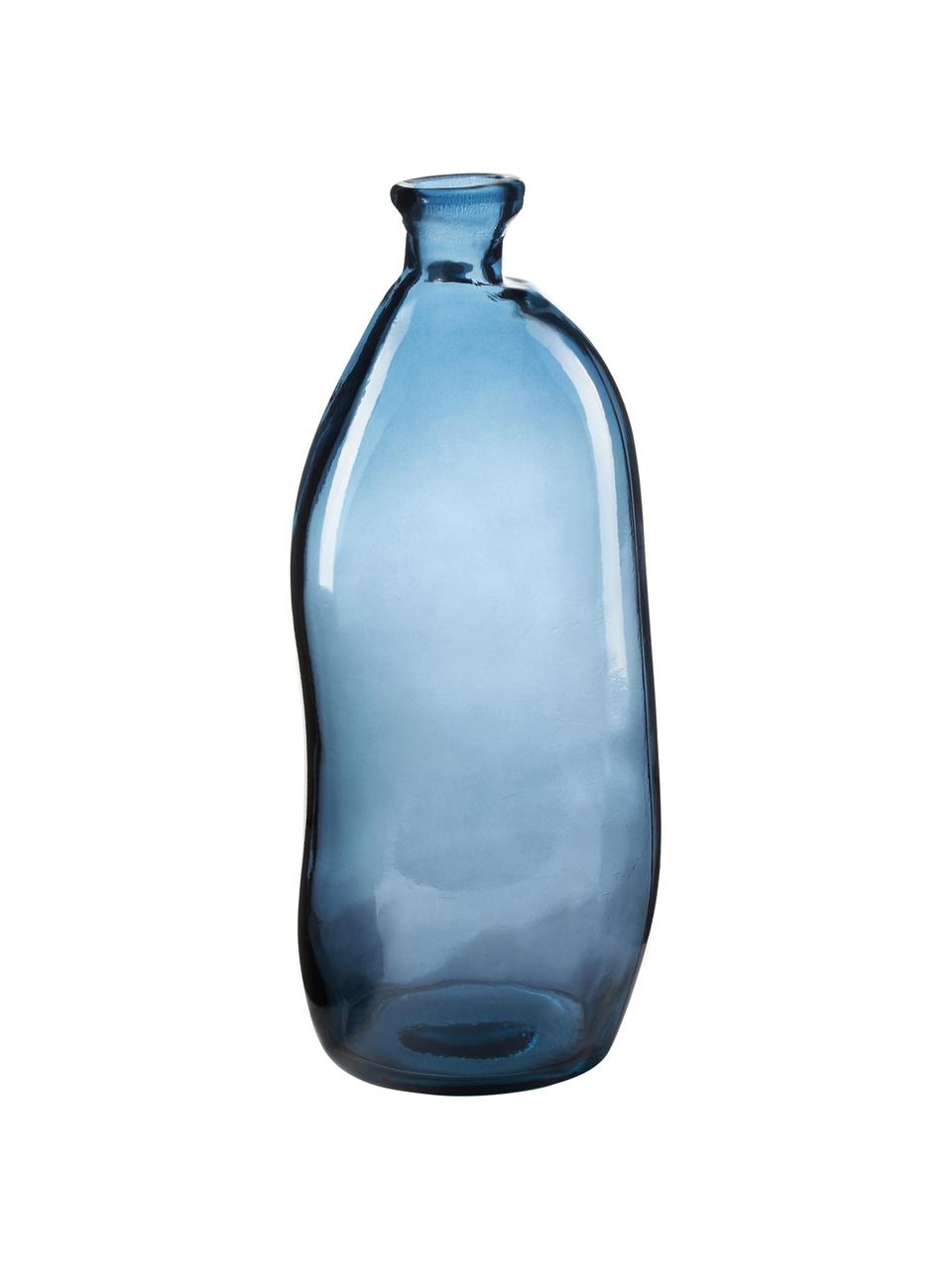 Flessenvaas Dina in blauw, Gerecycled glas, GRS-gecertificeerd, Blauw, Ø 13 x H 35 cm