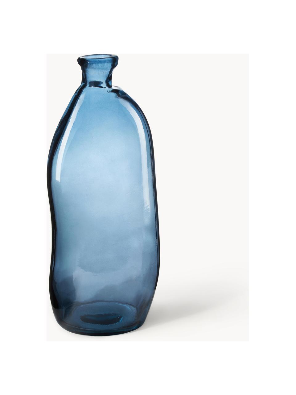 Flaschenvase Dina, Recyceltes Glas, GRS-zertifiziert, Blau, Ø 13 x H 35 cm