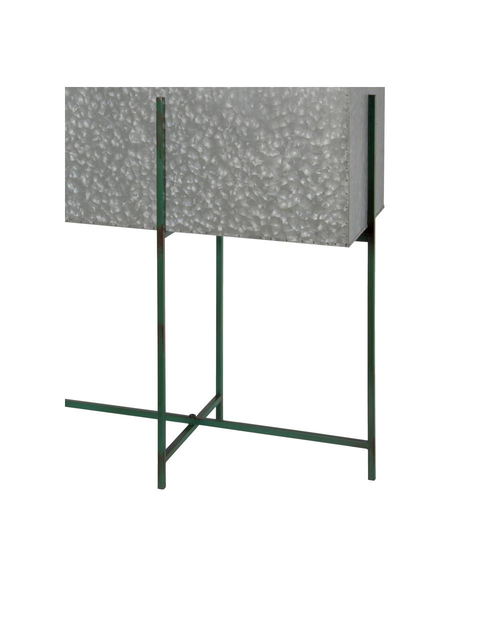 XL Übertopf-Set Squares mit Gestell, 2-tlg., Metall, beschichtet, Grau, Grün, Set mit verschiedenen Größen