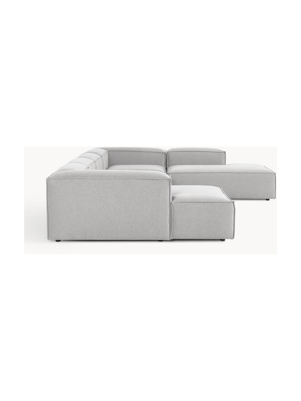 Canapé lounge modulable Lennon, Tissu gris, larg. 418 x prof. 269 cm, méridienne à gauche