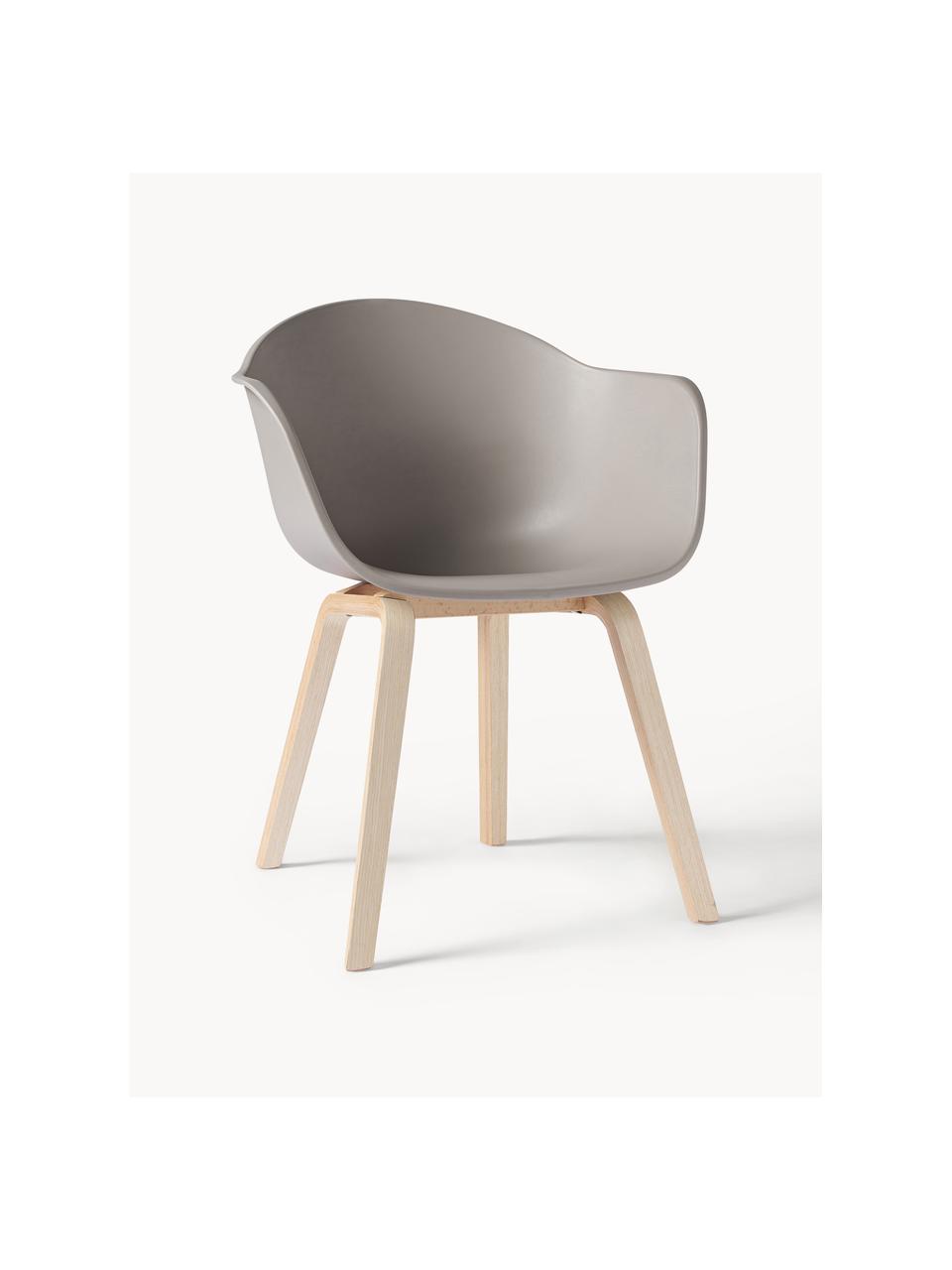 Krzesło z podłokietnikami z tworzywa sztucznego Claire, Nogi: drewno z fornirem z drewn, Greige, drewno bukowe, S 60 x G 54 cm