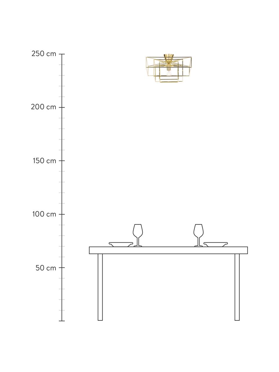 Deckenleuchte Cube in Gold, Baldachin: Messing, lackiert, Goldfarben, 46 x 27 cm