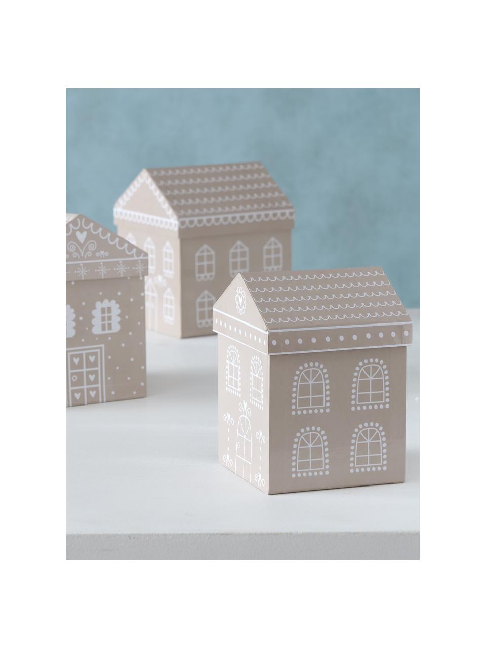 Geschenkdozenset Villana, set van 3, Papier, Beige, wit, Set met verschillende formaten