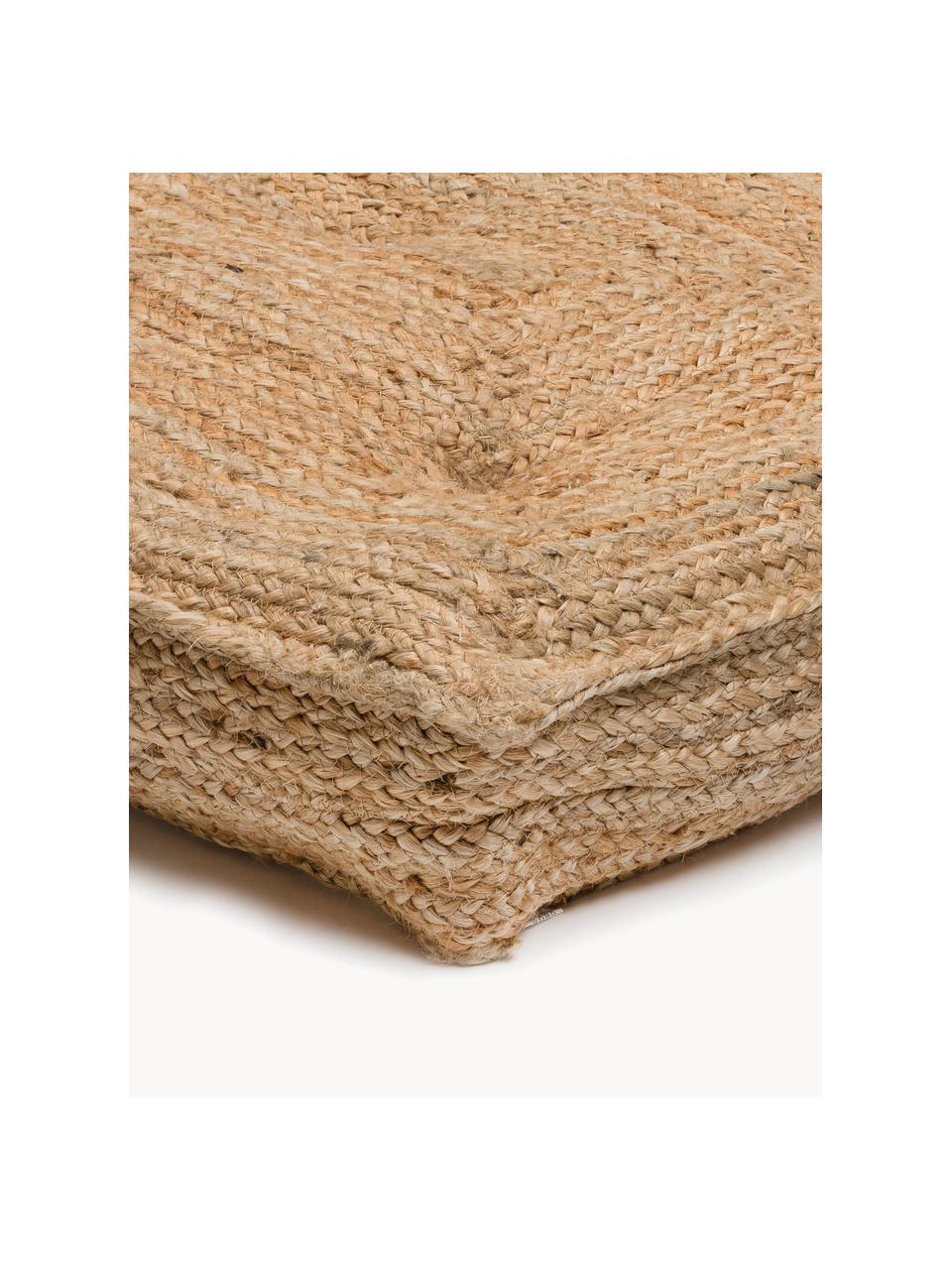 Grosses Jute-Bodenkissen Ural, Vorderseite: Jute, Beige, B 60 x L 120 cm