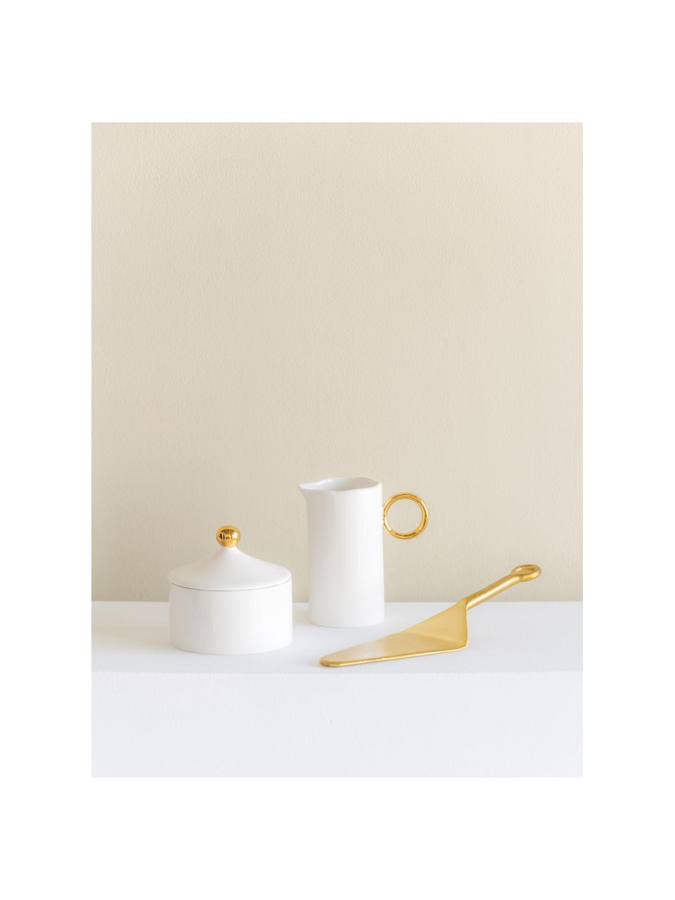Pot à lait Good Morning, Grès cérame, Blanc, couleur dorée, Ø 11 x haut. 6 cm