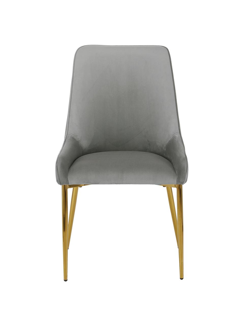 Fluwelen stoel Ava in grijs, Bekleding: fluweel (100% polyester), Poten: gegalvaniseerd metaal, Fluweel grijs, B 53 x D 60 cm