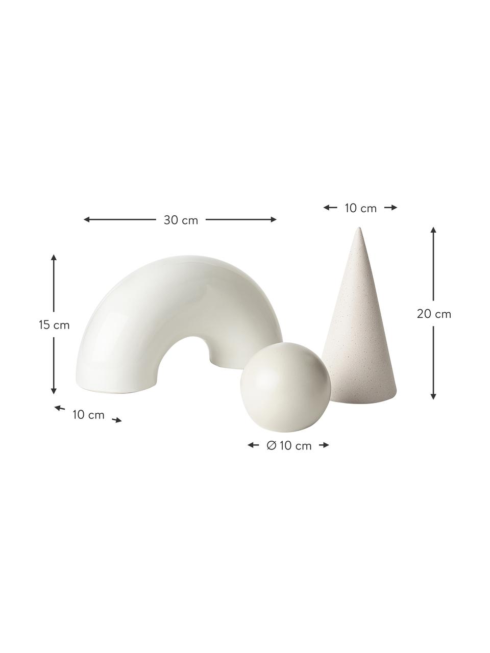 Set de piezas decorativas Oskar, 3 uds., Gres, Blanco crema, Ø 10 x Al 15 cm