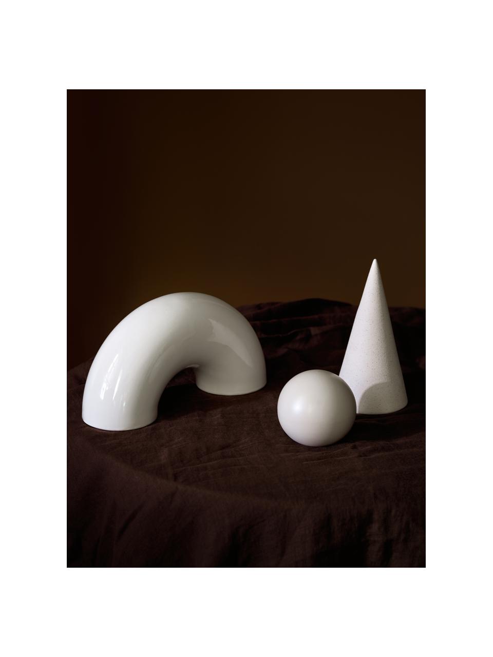 Objets décoratifs de différentes formes Oskar , 3 élém., Grès cérame, Blanc crème, Ø 10 x haut. 15 cm