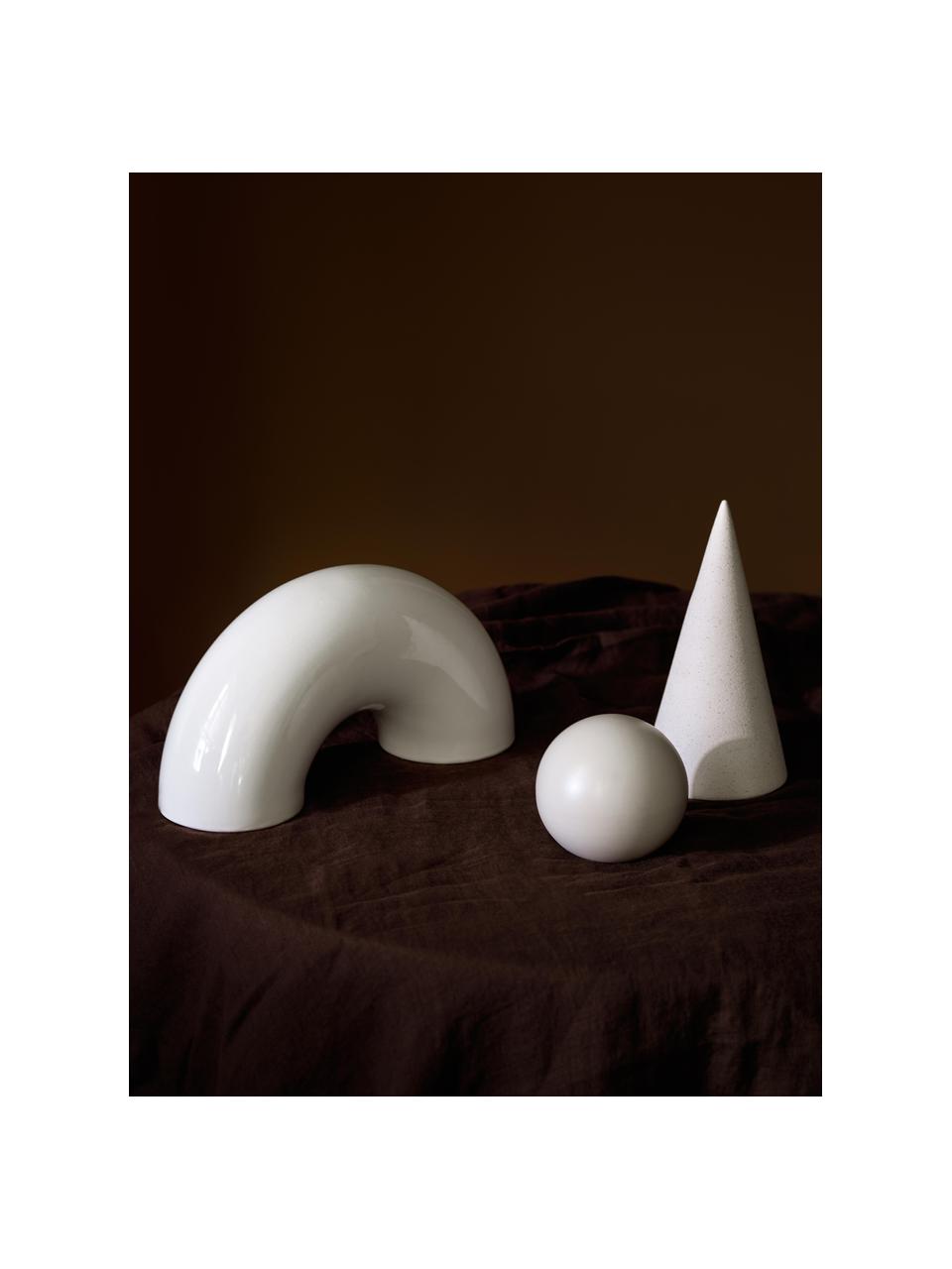 Objets décoratifs de différentes formes Oskar, 3 élém., Grès cérame, Blanc crème, Ø 10 x haut. 15 cm